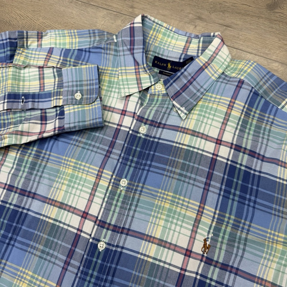 Ralph Lauren Multicolor Plaid Men's Button Down‎ Shirt Sz XLT Easter Spring